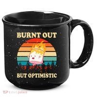 Burnt Out But Optimistic Marshmallow Retro Sunset Camping 15oz Campfire Ceramic Mug thumb 0