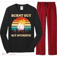 Burnt Out But Optimistic Marshmallow Retro Sunset Camping Long Sleeve Pajama Set thumb 0