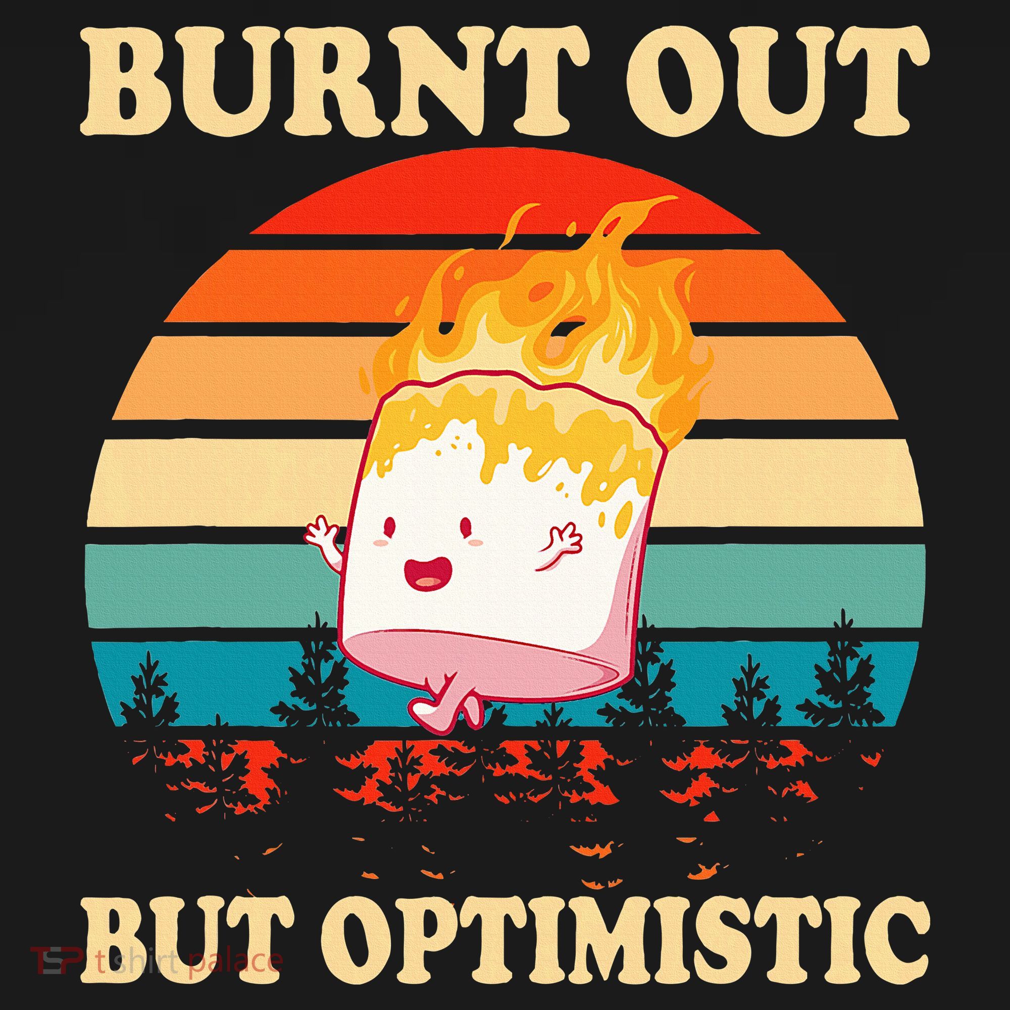 Burnt Out But Optimistic Marshmallow Retro Sunset Camping Long Sleeve Pajama Set