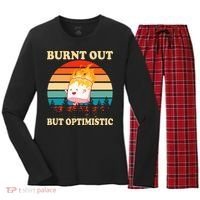 Burnt Out But Optimistic Marshmallow Retro Sunset Camping Women's Long Sleeve Flannel Pajama Set  thumb 0