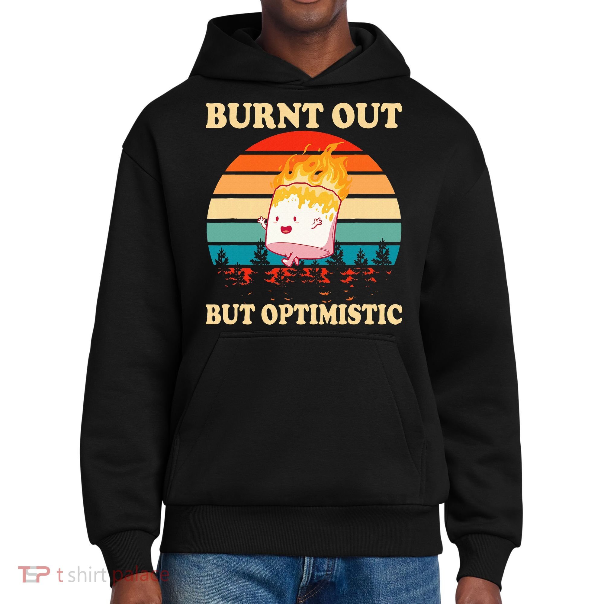 Burnt Out But Optimistic Marshmallow Retro Sunset Camping District V.I.T. Heavyweight Hoodie