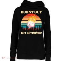 Burnt Out But Optimistic Marshmallow Retro Sunset Camping Womens Funnel Neck Pullover Hood thumb 0