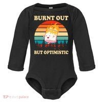 Burnt Out But Optimistic Marshmallow Retro Sunset Camping Baby Long Sleeve Bodysuit thumb 0