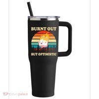 Burnt Out But Optimistic Marshmallow Retro Sunset Camping 40oz Vacuum Insulated Stainless Steel Travel Tumbler thumb 0