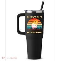 Burnt Out But Optimistic Marshmallow Retro Sunset Camping 40oz Vacuum Insulated Stainless Steel Travel Tumbler thumb 2