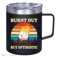 Burnt Out But Optimistic Marshmallow Retro Sunset Camping 12oz Stainless Steel Coffee Mug thumb 0