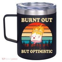 Burnt Out But Optimistic Marshmallow Retro Sunset Camping 12oz Stainless Steel Coffee Mug thumb 2