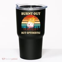Burnt Out But Optimistic Marshmallow Retro Sunset Camping Tumbler thumb 0