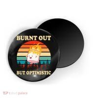 Burnt Out But Optimistic Marshmallow Retro Sunset Camping Magnet thumb 0