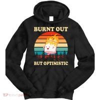 Burnt Out But Optimistic Marshmallow Retro Sunset Camping Tie Dye Hoodie thumb 0