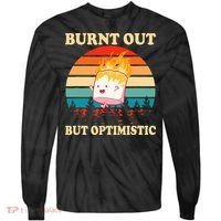 Burnt Out But Optimistic Marshmallow Retro Sunset Camping Tie-Dye Long Sleeve Shirt thumb 0