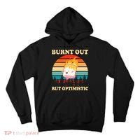 Burnt Out But Optimistic Marshmallow Retro Sunset Camping Tall Hoodie thumb 0