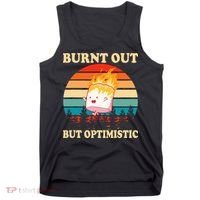 Burnt Out But Optimistic Marshmallow Retro Sunset Camping Tank Top thumb 0