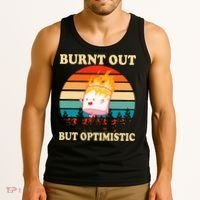 Burnt Out But Optimistic Marshmallow Retro Sunset Camping Tank Top thumb 3