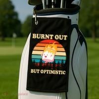 Burnt Out But Optimistic Marshmallow Retro Sunset Camping Golf Towel thumb 2