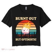 Burnt Out But Optimistic Marshmallow Retro Sunset Camping Women's Crop Top Tee thumb 0