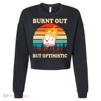 Burnt Out But Optimistic Marshmallow Retro Sunset Camping Cropped Pullover Crew thumb 0