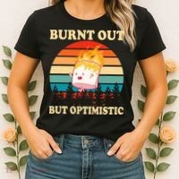 Burnt Out But Optimistic Marshmallow Retro Sunset Camping Women's T-Shirt thumb 2