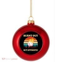 Burnt Out But Optimistic Marshmallow Retro Sunset Camping Plastic Christmas Ball Ornament thumb 0