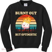 Burnt Out But Optimistic Marshmallow Retro Sunset Camping Kids Sweatshirt thumb 0