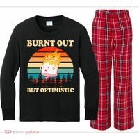 Burnt Out But Optimistic Marshmallow Retro Sunset Camping Kids Long Sleeve Plaid Pajama Set thumb 0