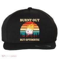 Burnt Out But Optimistic Marshmallow Retro Sunset Camping Wool Snapback Cap thumb 0