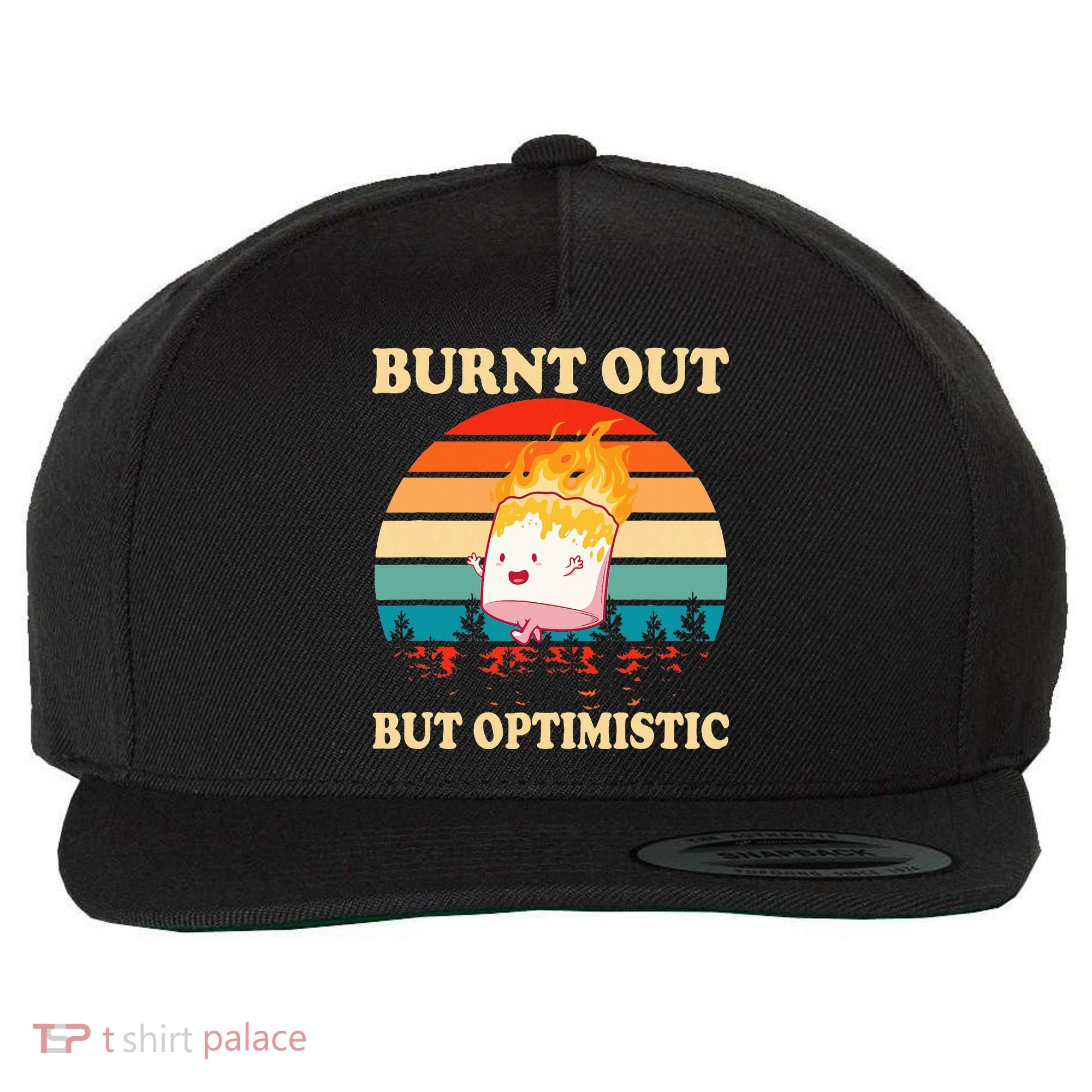 Burnt Out But Optimistic Marshmallow Retro Sunset Camping Wool Snapback Cap