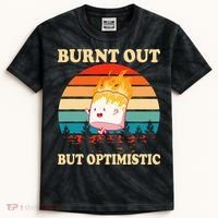 Burnt Out But Optimistic Marshmallow Retro Sunset Camping Kids Tie-Dye T-Shirt thumb 0