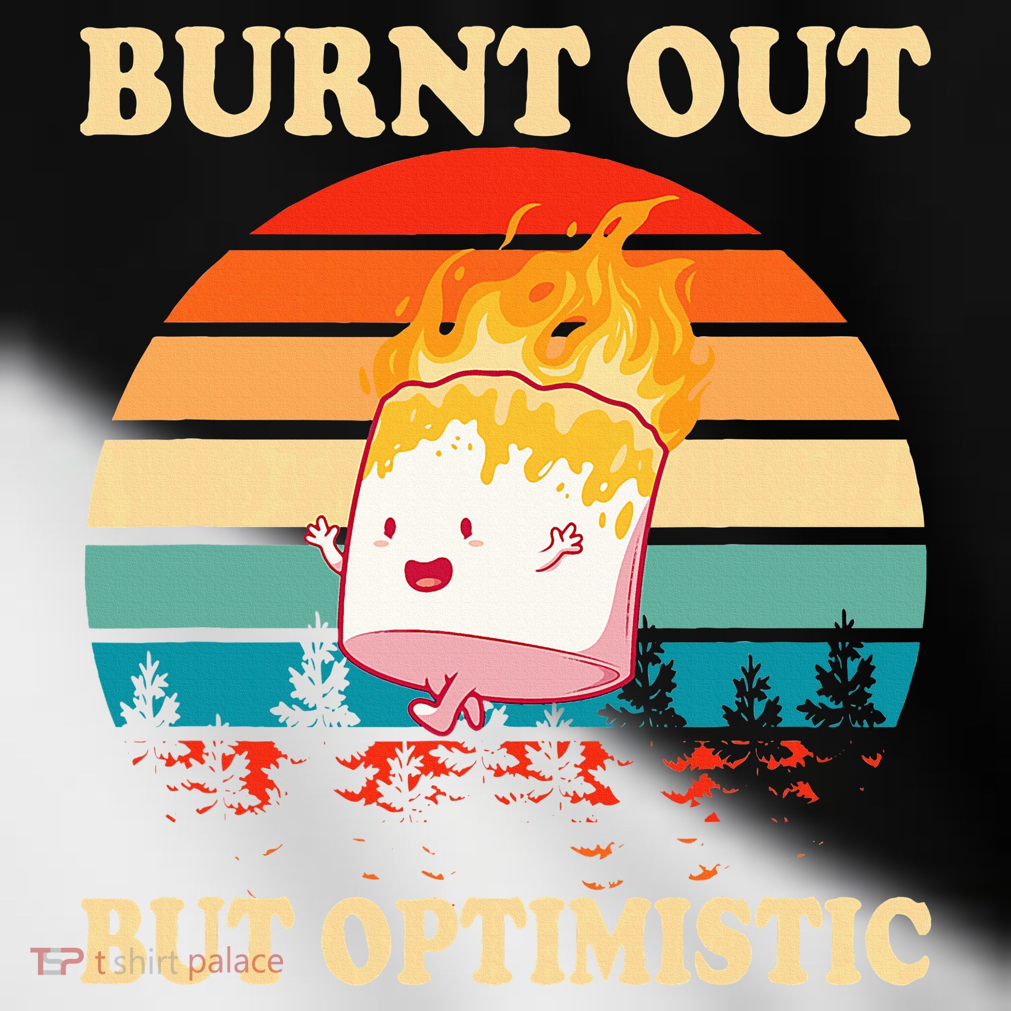Burnt Out But Optimistic Marshmallow Retro Sunset Camping Toddler Fine Jersey T-Shirt