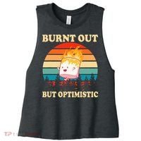 Burnt Out But Optimistic Marshmallow Retro Sunset Camping Women's Racerback Cropped Tank thumb 0