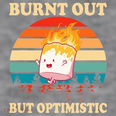 Burnt Out But Optimistic Marshmallow Retro Sunset Camping Women's Racerback Cropped Tank
