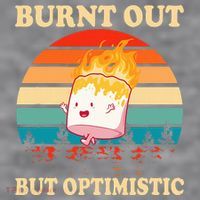 Burnt Out But Optimistic Marshmallow Retro Sunset Camping Women's Racerback Cropped Tank thumb 2