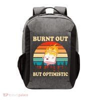 Burnt Out But Optimistic Marshmallow Retro Sunset Camping Vector Backpack thumb 0