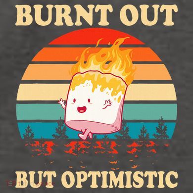 Burnt Out But Optimistic Marshmallow Retro Sunset Camping Vector Backpack