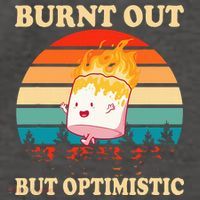 Burnt Out But Optimistic Marshmallow Retro Sunset Camping Vector Backpack thumb 2