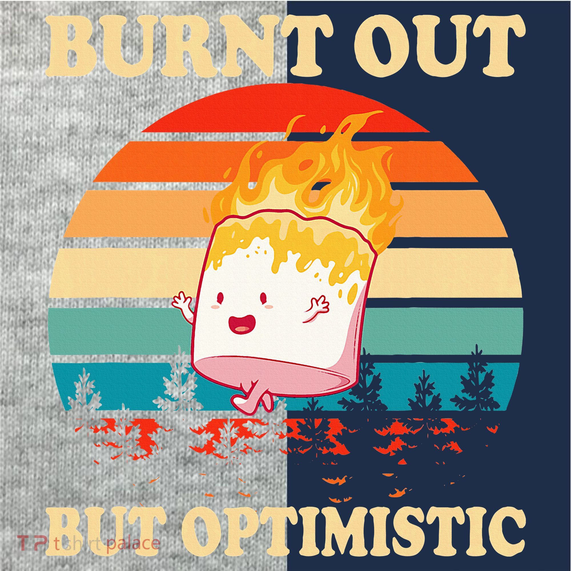 Burnt Out But Optimistic Marshmallow Retro Sunset Camping Kids Colorblock Raglan Jersey