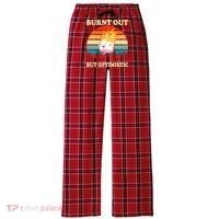 Burnt Out But Optimistic Marshmallow Retro Sunset Camping Women's Flannel Plaid Pajama Pants thumb 0