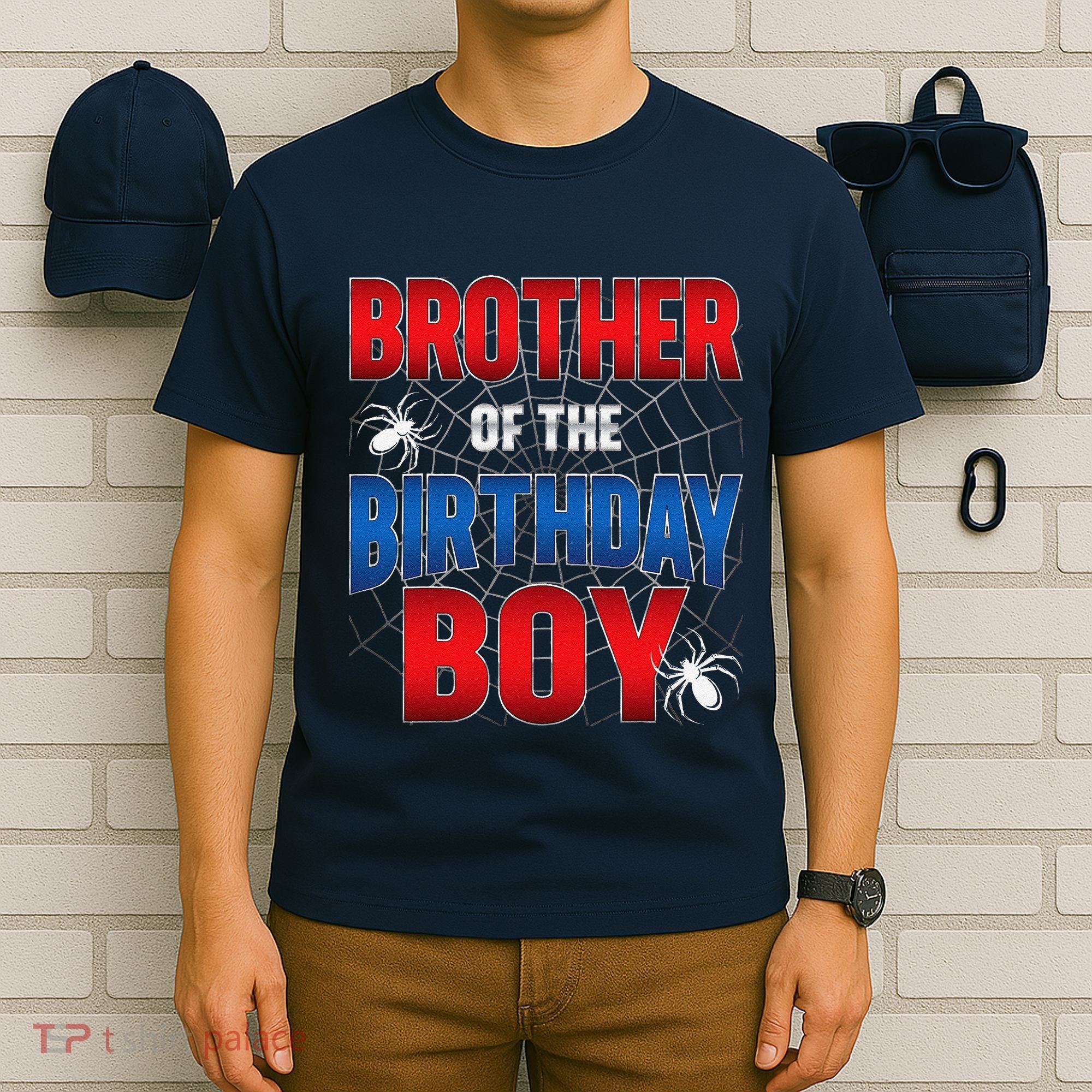 Brother Of Birthday Boy Costume Spider Web Birthday Party T-Shirt