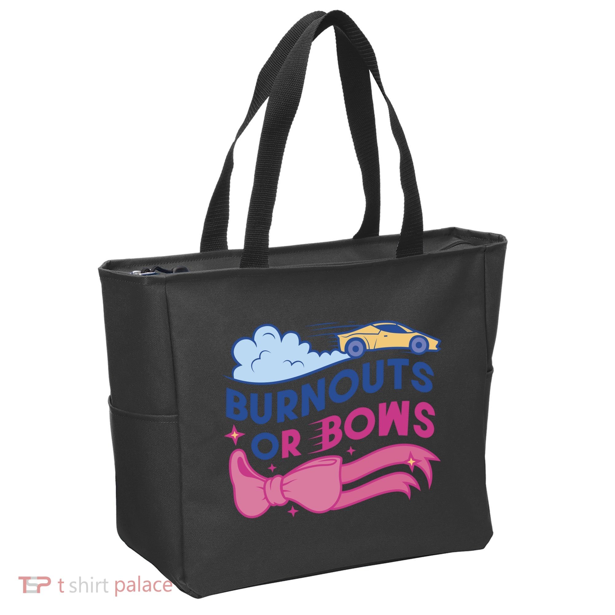 Burnouts Or Bows Gender Reveal Tote Bag