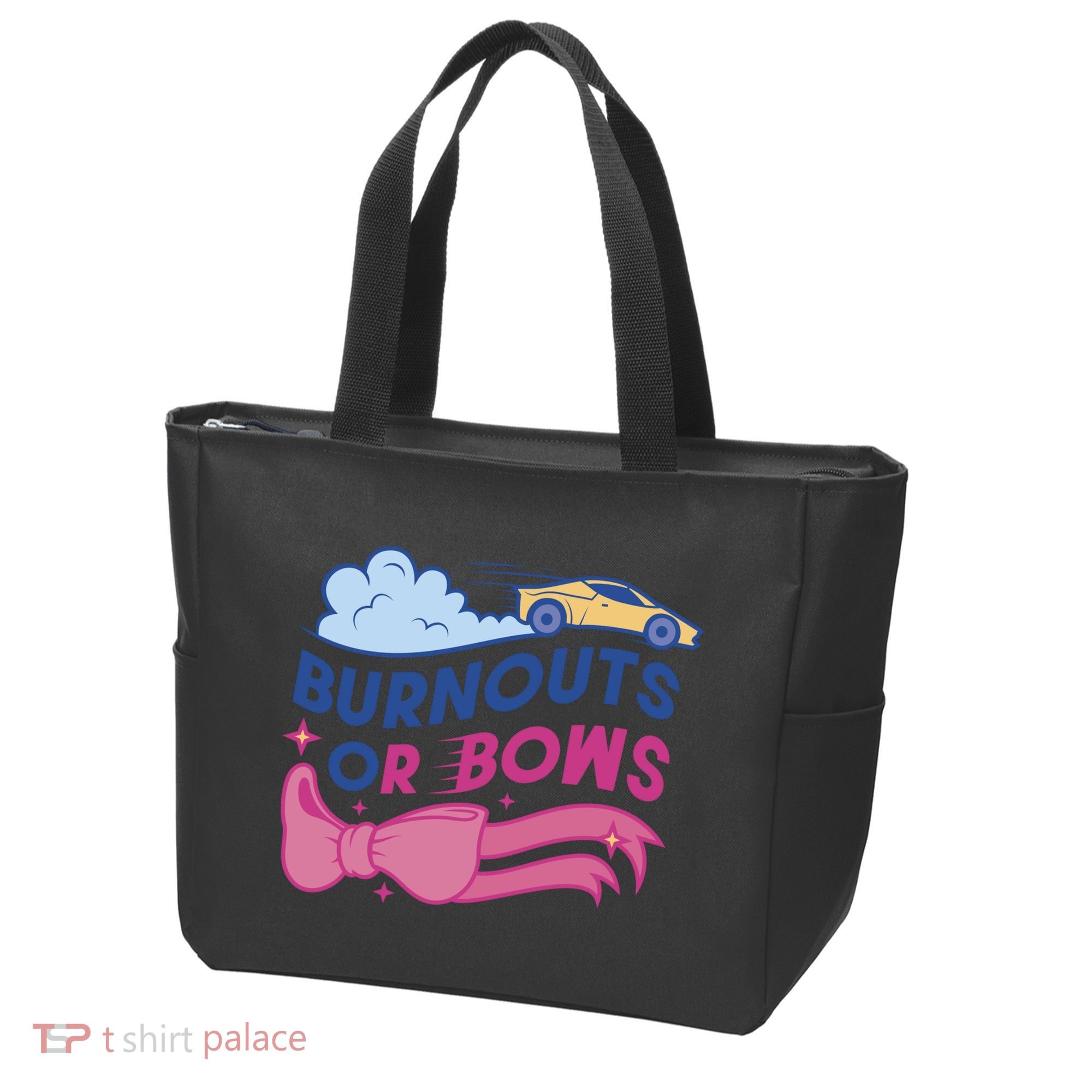 Burnouts Or Bows Gender Reveal Tote Bag
