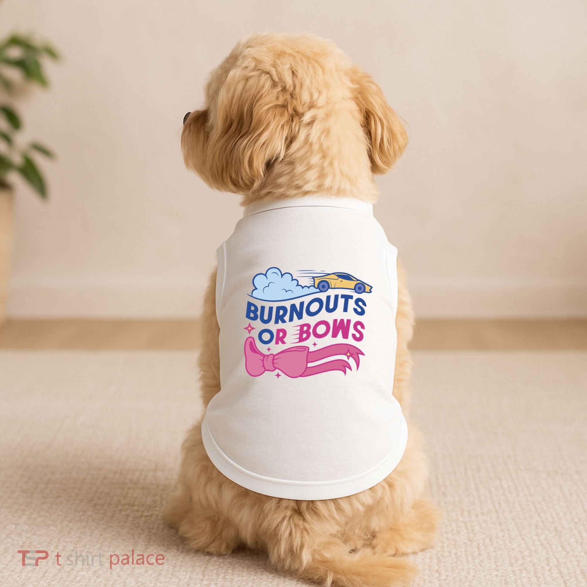 Burnouts Or Bows Gender Reveal Doggie Tank