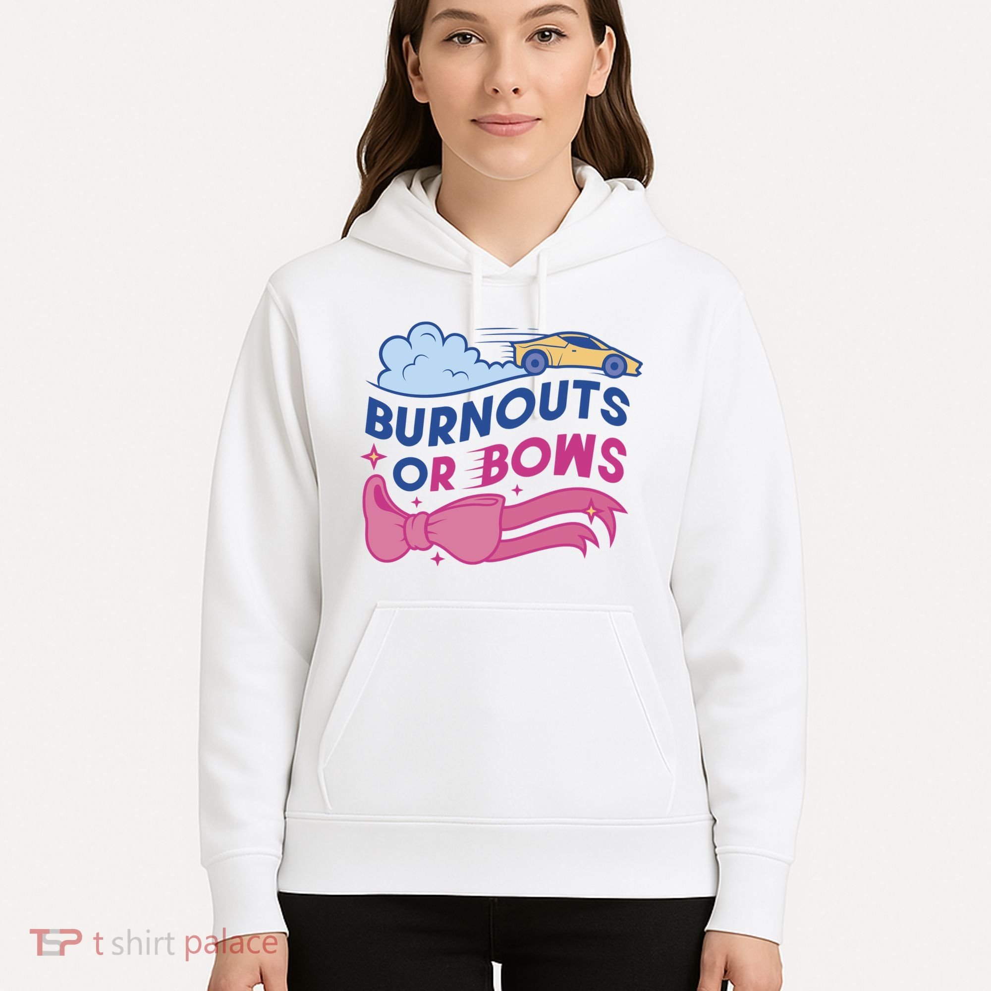Burnouts Or Bows Gender Reveal Hoodie