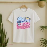 Burnouts Or Bows Gender Reveal T-Shirt thumb 2