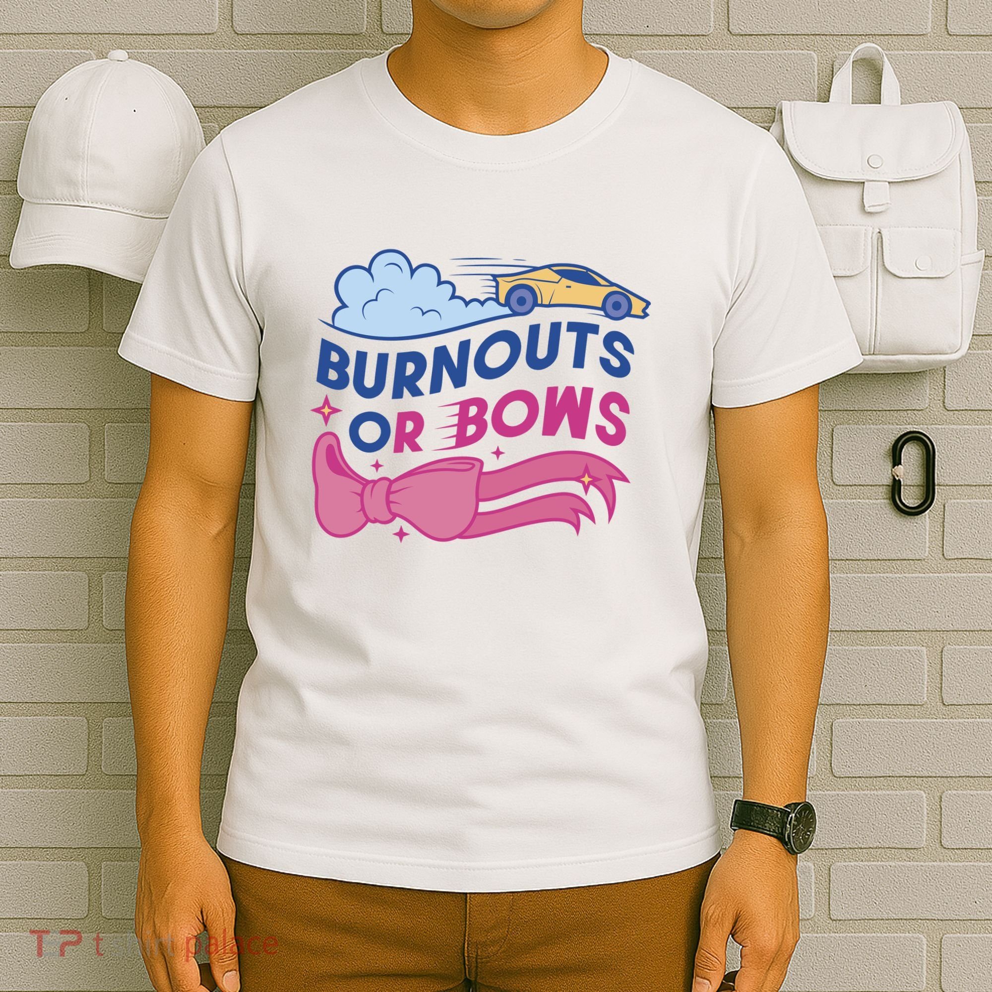 Burnouts Or Bows Gender Reveal T-Shirt
