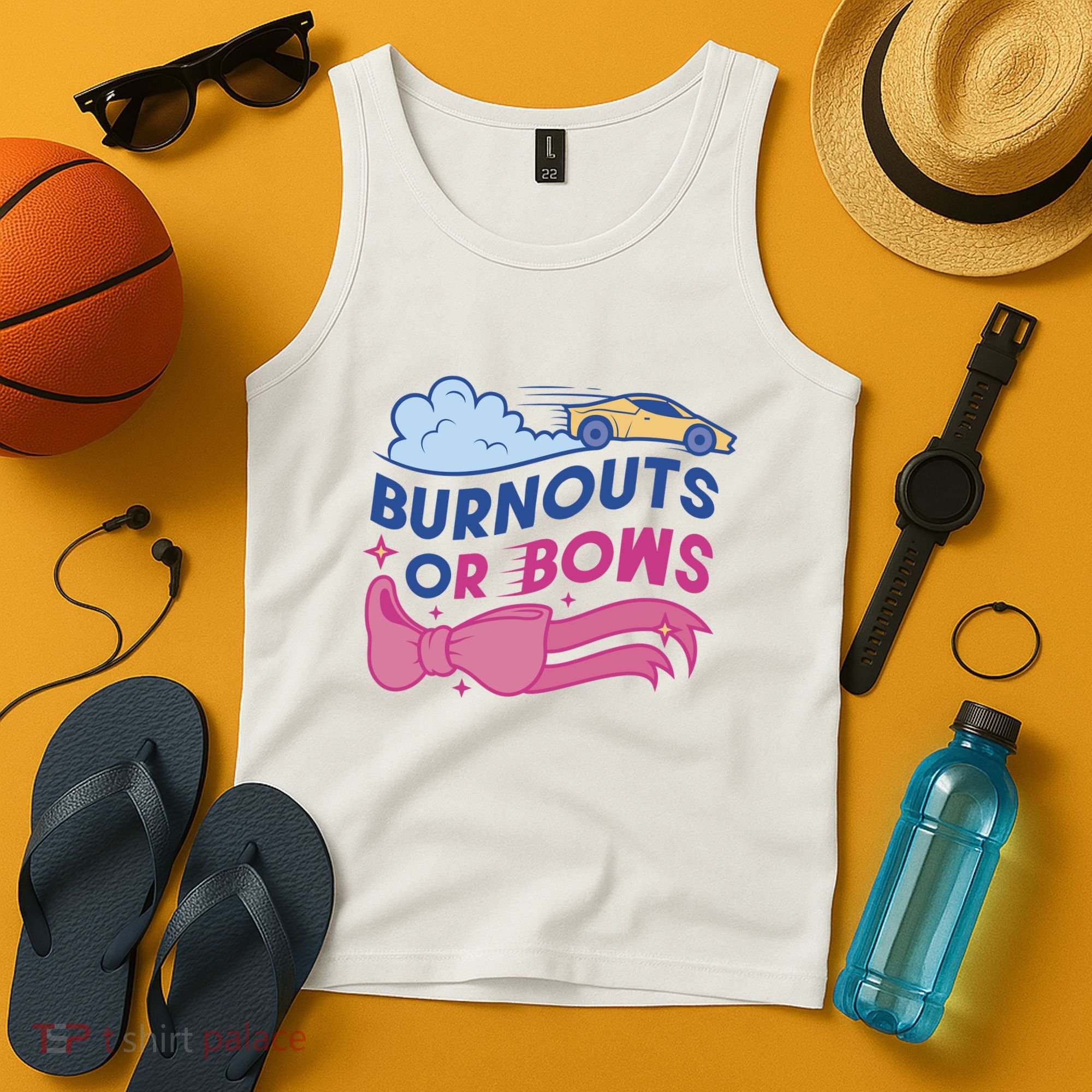 Burnouts Or Bows Gender Reveal Tank Top