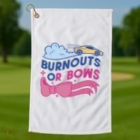 Burnouts Or Bows Gender Reveal Golf Towel thumb 1