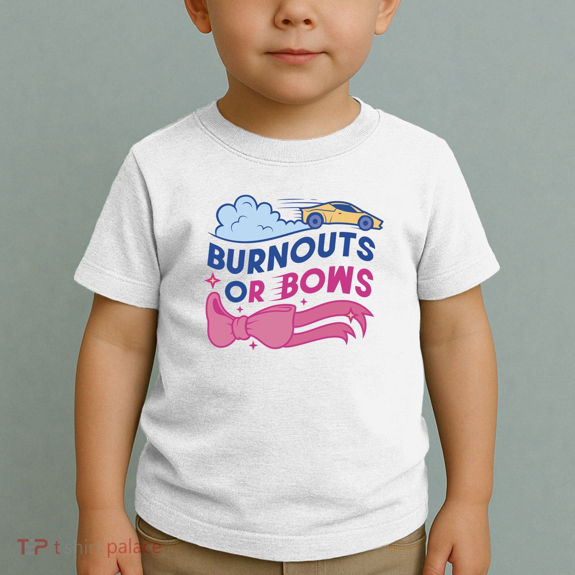 Burnouts Or Bows Gender Reveal Toddler T-Shirt