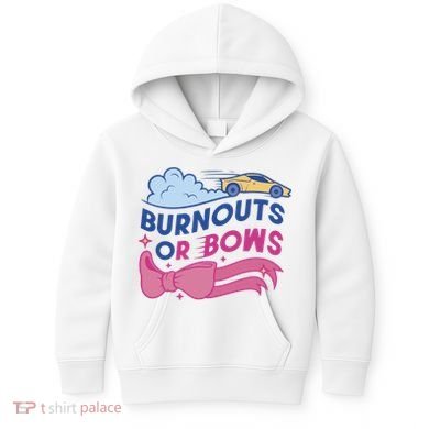 Burnouts Or Bows Gender Reveal Kids Hoodie