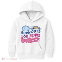 Burnouts Or Bows Gender Reveal Kids Hoodie thumb 0