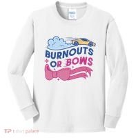 Burnouts Or Bows Gender Reveal Kids Long Sleeve Shirt thumb 0